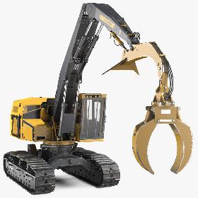 3D Tracked Knuckleboom Loader Dirty Generic Rigged